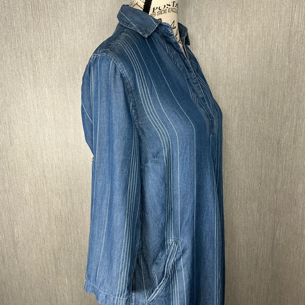 Market Spruce Blue Stripe Tunic Shirt Dress Size XS - Picture 3 of 12